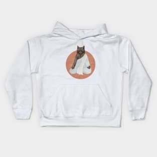 meditating cat - black Kids Hoodie